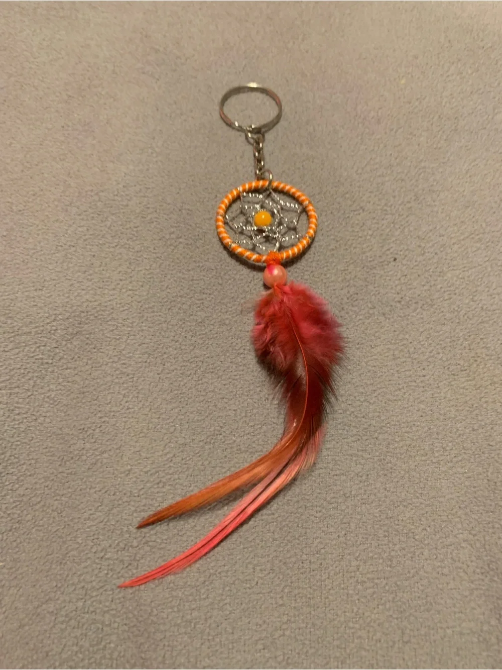 Orange Dreamcatcher Feather Keychain – Women Accessories Key & Card Holder